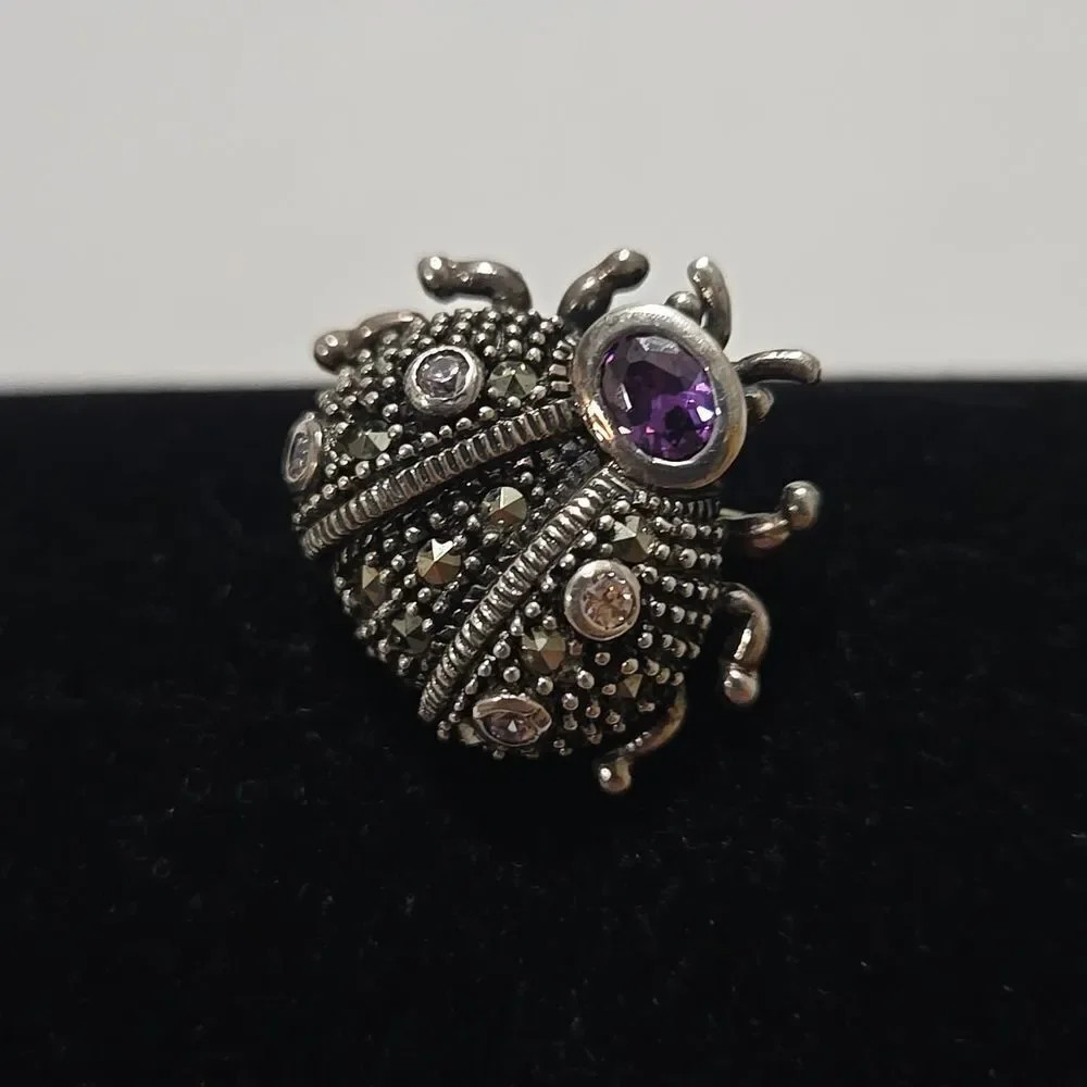 Vintage Sterling Silver Ladybug Brooch